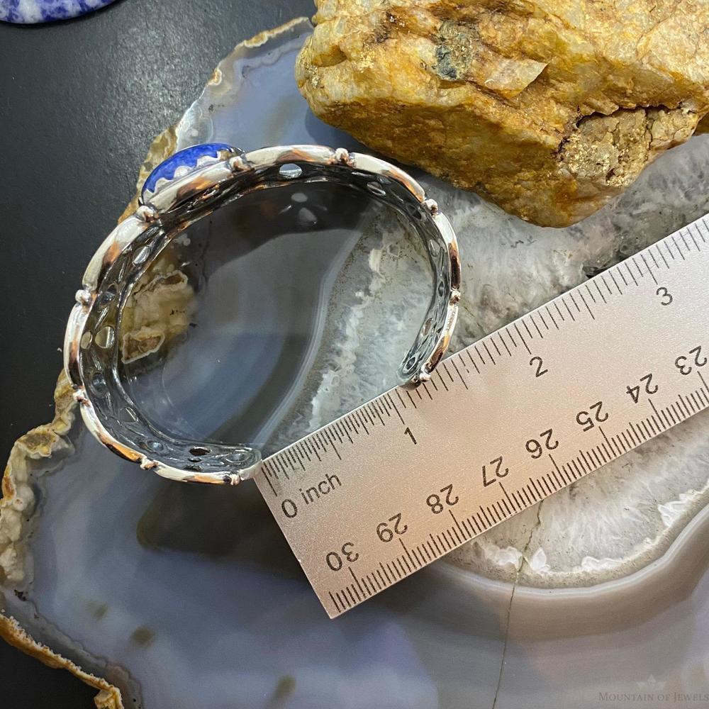 Carolyn Pollack Vintage Southwestern Style Sterling Oval Denim Lapis Bracelet - Picture 8 of 10
